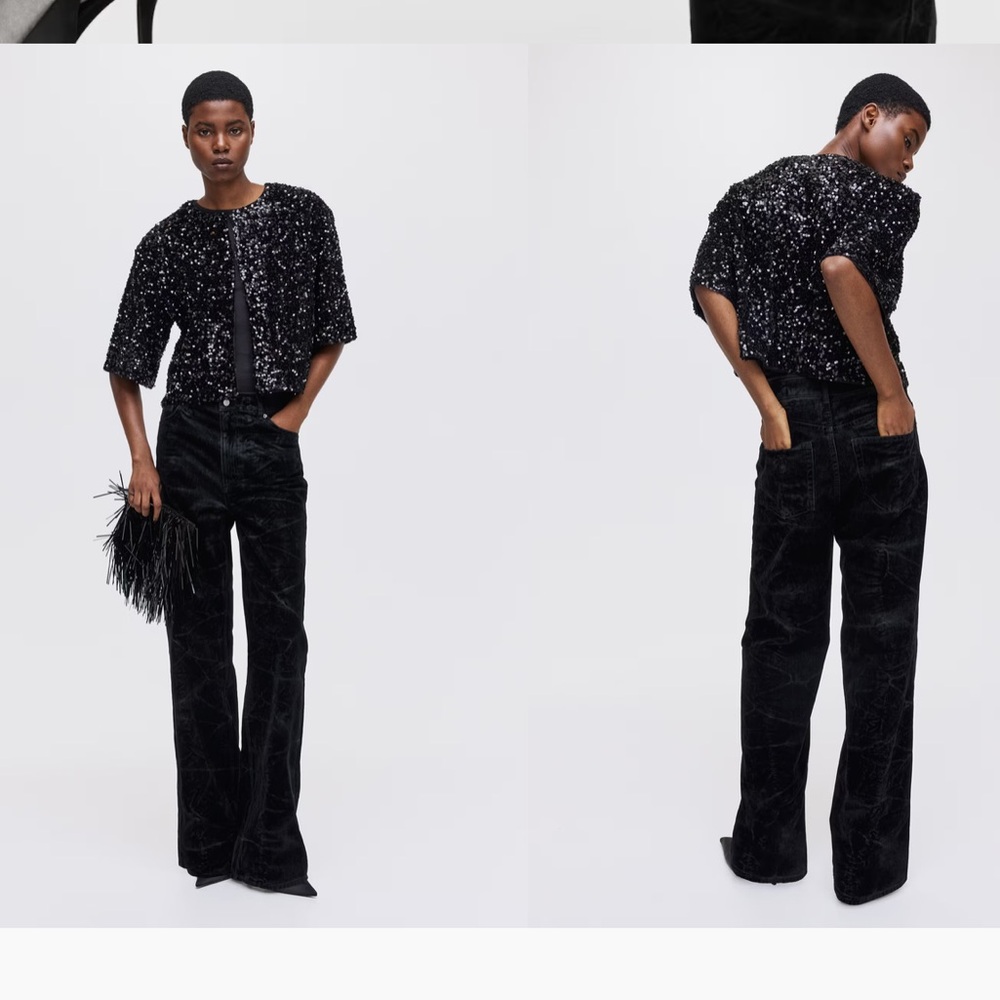 NWT-H&M Black Sequin Jacket - Picture 2 of 6